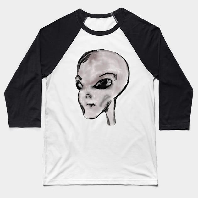 Grey Alien Baseball T-Shirt by KVC 